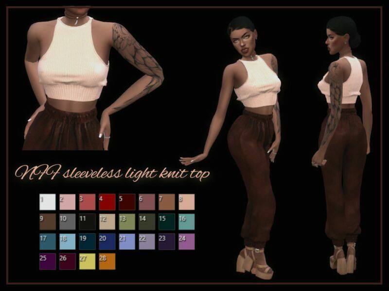 NFF Sleeveless Light Knit TOP By Nadiafabulousflow Sims 4 CC