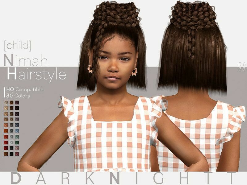 Nimah Hairstyle [Child] By Darknightt Sims 4 CC