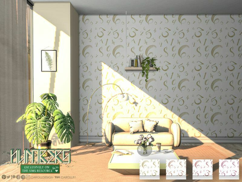 Numbers Wallpaper 2 Sims 4 CC