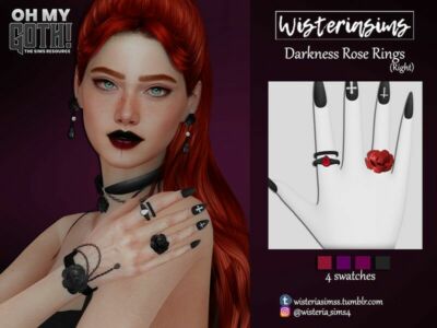 OH MY Goth! – Darkness Rose Rings (Right) By Wisteriasims Sims 4 CC