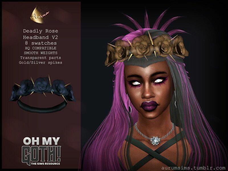 OH MY Goth – Deadly Rose Headband V2 By Aurummusik Sims 4 CC