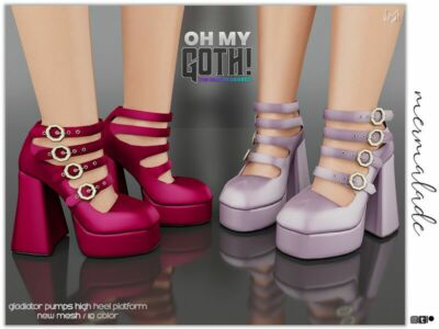 OH MY Goth – Gladiator Pumps High Heel Platform By Mermaladesimtr Sims 4 CC