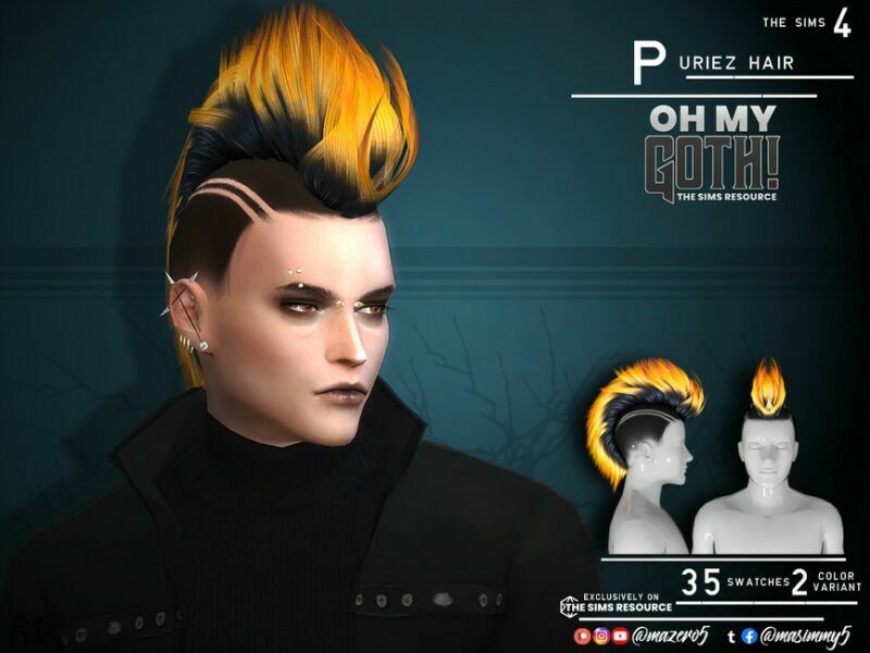 OH MY Goth Puriez Hair By Mazero5 Sims 4 CC