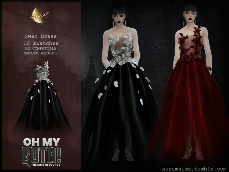 OH MY Goth – Swan Dress By Aurummusik Sims 4 CC