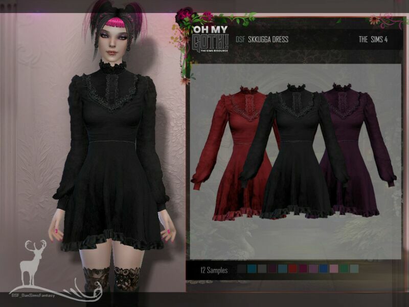 OH MY Goth_ Skkugga Dress By Dansimsfantasy Sims 4 CC