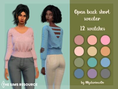 Open Back Short Sweater By Mysteriousoo Sims 4 CC