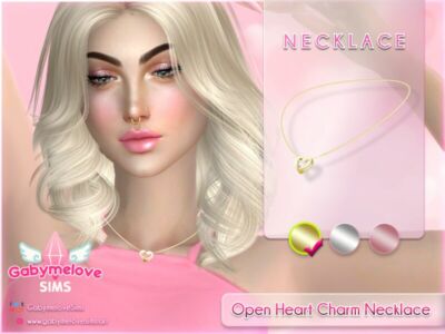 Open Heart Charm Necklace Sims 4 CC