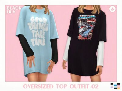 Oversized TOP Outfit 02 Sims 4 CC