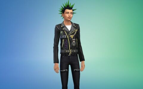 Patched Leather Jacket Punk Bands By Simseebee Sims 4 CC