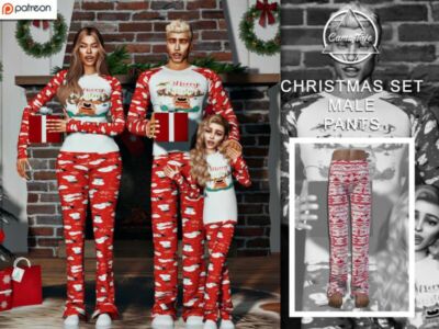 [Patreon] Christmas PJ Collection – Male (Pants) By Camuflaje Sims 4 CC