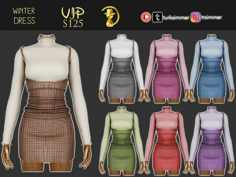 sims 4 cc patreon early access winter dress s125 by turksimmer 2