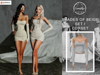 [Patreon] Shades Of Beige – SET I (Corset With Sleeves) By Camuflaje Sims 4 CC