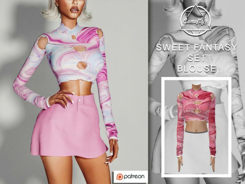 [Patreon] Sweet Fantasy SET – Blouse By Camuflaje Sims 4 CC