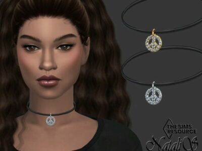 Peace Sign Pendant Choker By Natalis Sims 4 CC