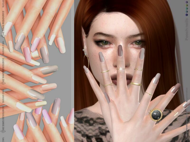 Peach Nails Sims 4 CC