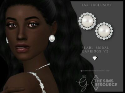 Pearl Bridal Earrings V3 By Glitterberryfly Sims 4 CC