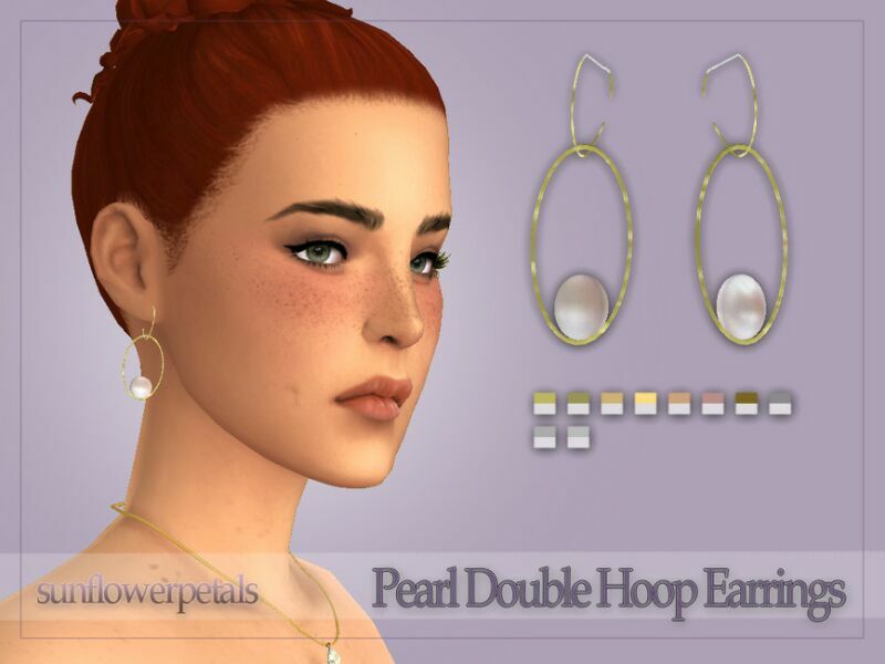 Pearl Double Hoop Earrings By Sunflowerpetalscc Sims 4 CC