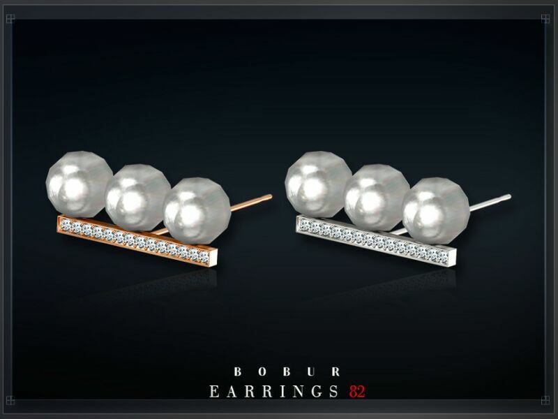 sims 4 cc pearl earrings with diamonds by bobur3 2