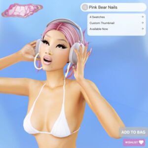 Pink Bear Nails Sims 4 CC