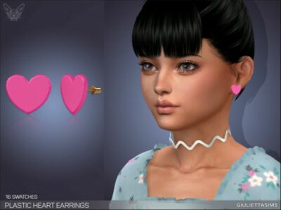 Plastic Hearts Earrings For Kids By Feyona Sims 4 CC