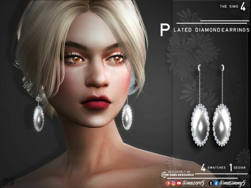 Plated Diamond Earrings By Mazero5 Sims 4 CC