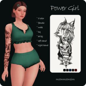 Power Girl Tattoo By Moonmoonsim Sims 4 CC