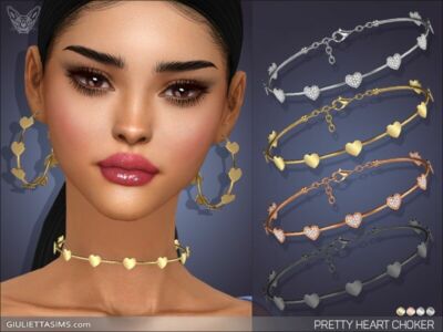 Pretty Heart Choker By Giulietta Sims 4 CC