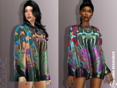 Printed Mini Dress DO634 Sims 4 CC