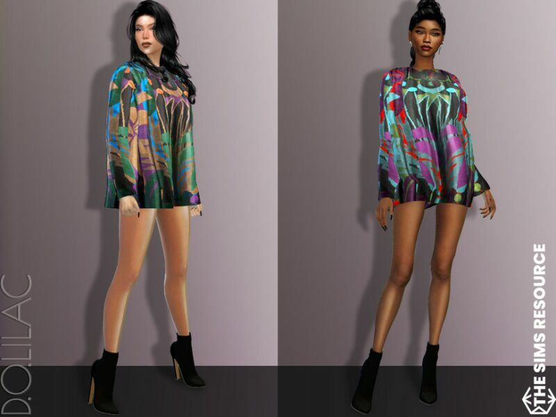 sims 4 cc printed mini dress do634 2