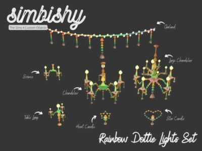 Rainbow Dottie Lights SET By Simbishy Sims 4 CC