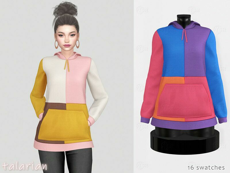 Reagan Color Blocked Hoodie By Talarian Sims 4 CC