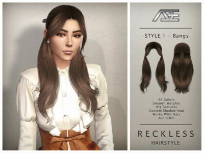 “Reckless – Style 1 With Bangs (Hairstyle) For / Female” Sims 4 CC