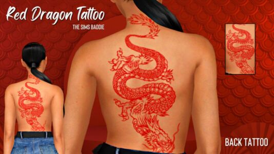 RED Dragon Back Tattoo By Thesimsbaddie Sims 4 CC