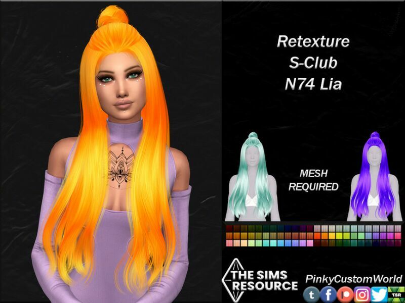 Retexture Of N74 LIA Hair By S-Club By Pinkycustomworld Sims 4 CC