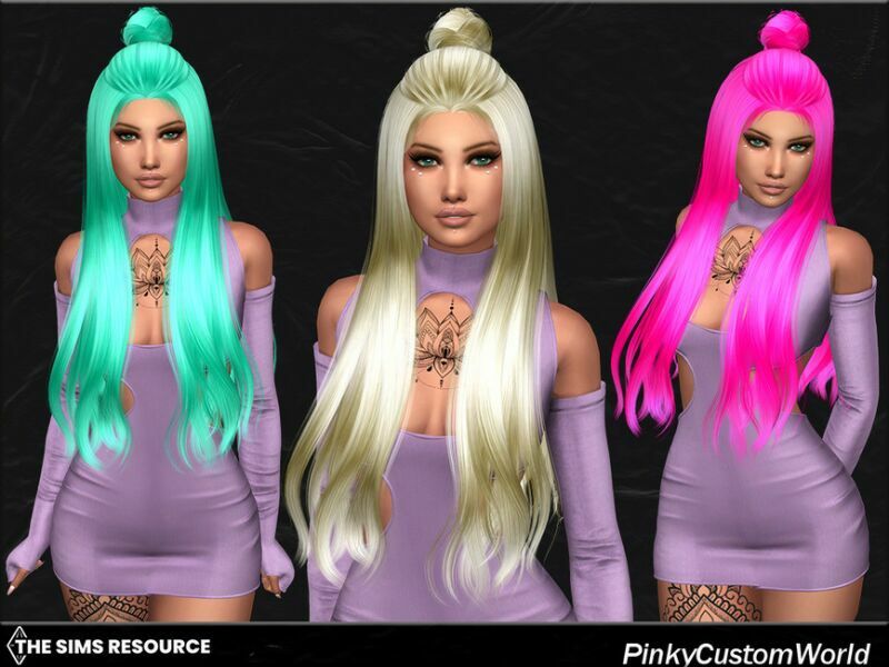 sims 4 cc retexture of n74 lia hair by s club by pinkycustomworld 2