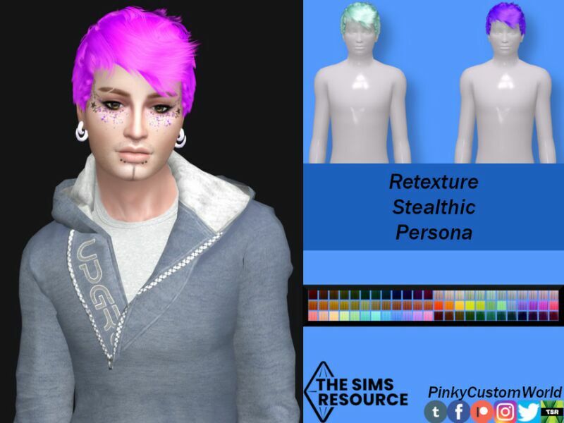 Retexture Of Persona Hair By Stealthic By Pinkycustomworld Sims 4 CC