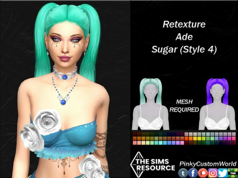 Retexture Of Sugar (Style 4) Hair By ADE By Pinkycustomworld Sims 4 CC