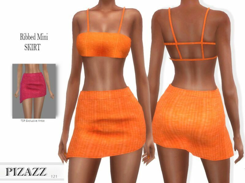 Ribbed Mini Skirt By Pizazz Sims 4 CC