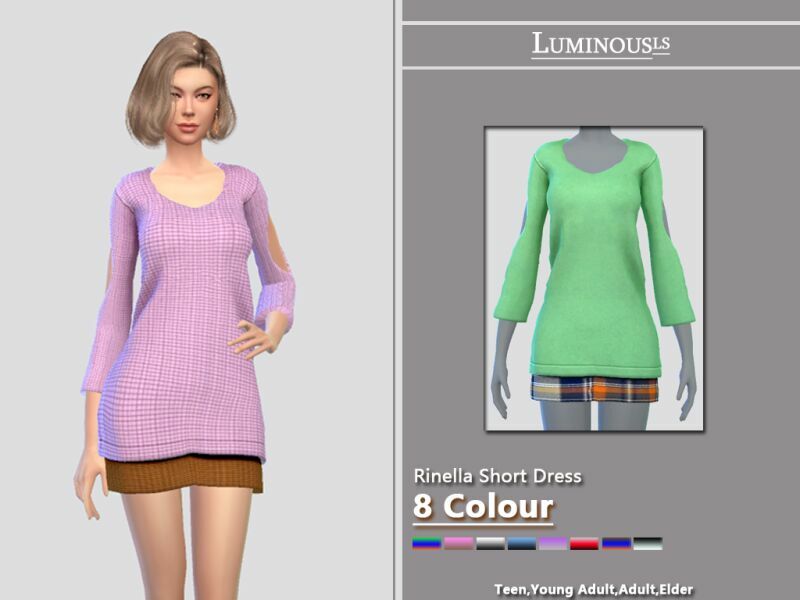 Rinella Short Dress By Luminousls Sims 4 CC