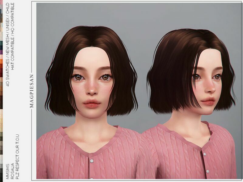 Rosalia Hair For Child By Magpiesan Sims 4 CC