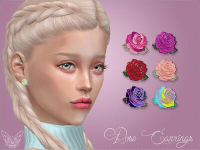 Rose Stud Earrings By Giulietta Sims 4 CC