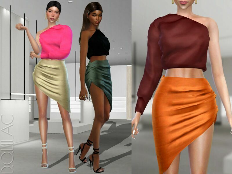 Ruched Mini Skirt [SET] DO358 Sims 4 CC