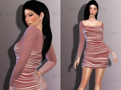 Ruched Velvet Mini Dress DO292 Sims 4 CC