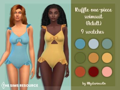 Ruffle One-Piece Swimsuit Adult By Mysteriousoo Sims 4 CC