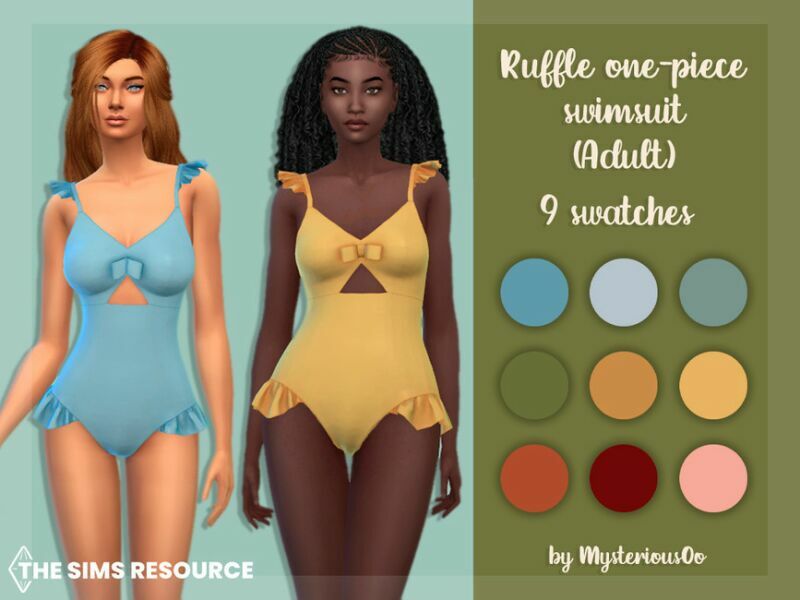 Ruffle One-Piece Swimsuit Adult By Mysteriousoo Sims 4 CC