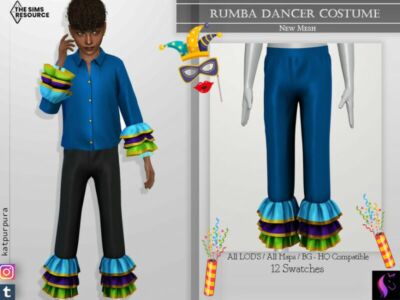 Rumba Dancer Costume Pants- Male By Katpurpura Sims 4 CC