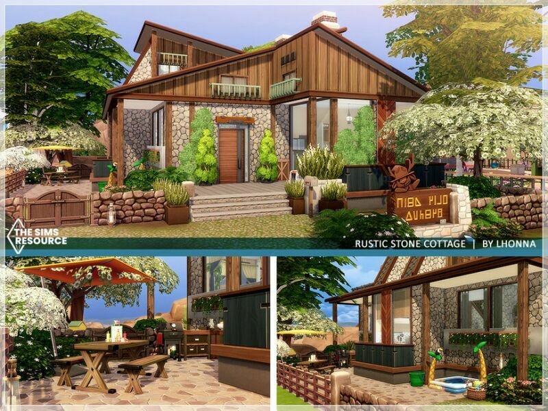 sims 4 cc rustic stone cottage no cc by lhonna 3