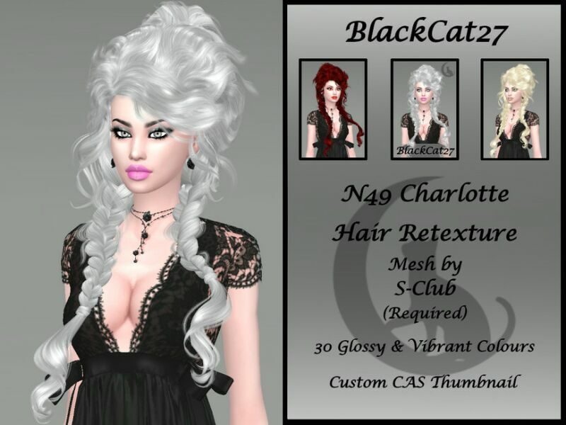 S-Club N49 Charlotte Hair Retexture (Mesh Needed) By Blackcat27 Sims 4 CC