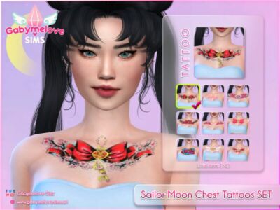 Sailor Moon Chest Tattoos SET Sims 4 CC