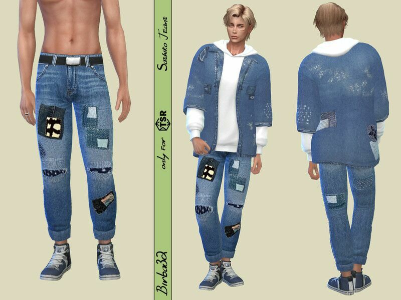 Sashiko Jeans By Birba32 Sims 4 CC